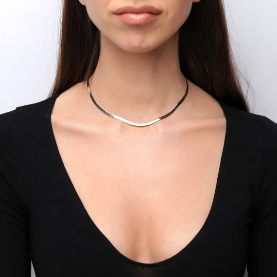 Naszyjnik złoty taśma żmijka 585 gładka 4 mm długość 40-45 cm Choker 