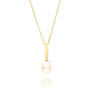 Złoty naszyjnik damski 585 z perłą hodowlaną 45 cm