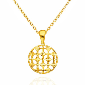 Złota zawieszka kółko 585 ażurowa okrągła diamentowana