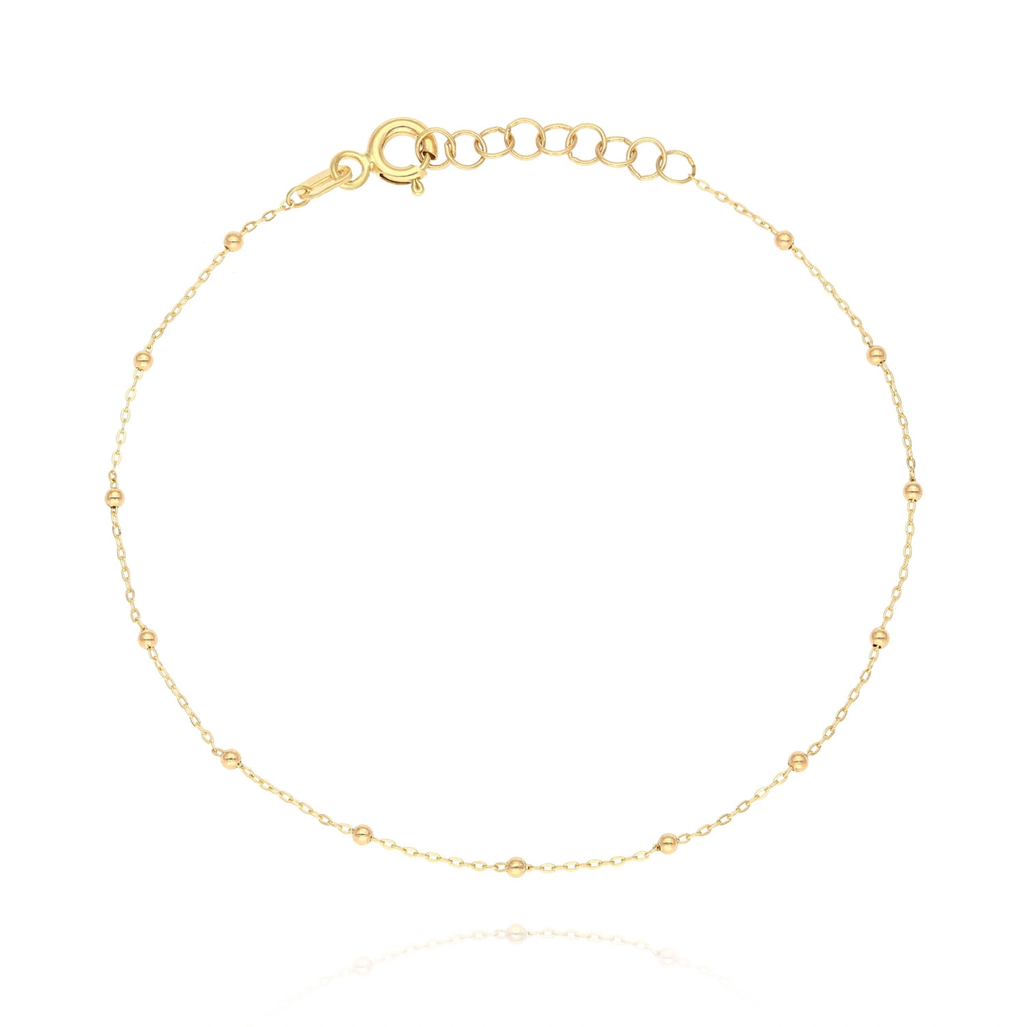 Złota bransoletka 585 z kuleczkami łańcuszek ankier 17 - 19 cm