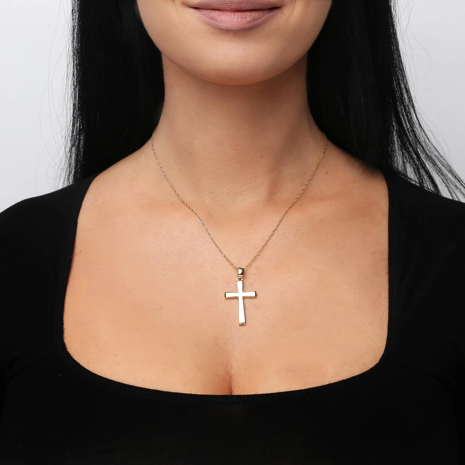 Złota zawieszka krzyż 585 duży gładki Grawer 4 cm