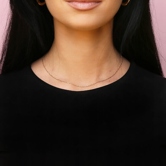 Złoty łańcuszek 585 Ankier diamentowany 1 mm długość 42 cm 