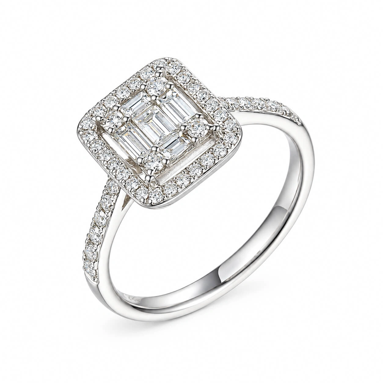 Złoty pierścionek zaręczynowy z diamentami 0,67 ct białe złoto