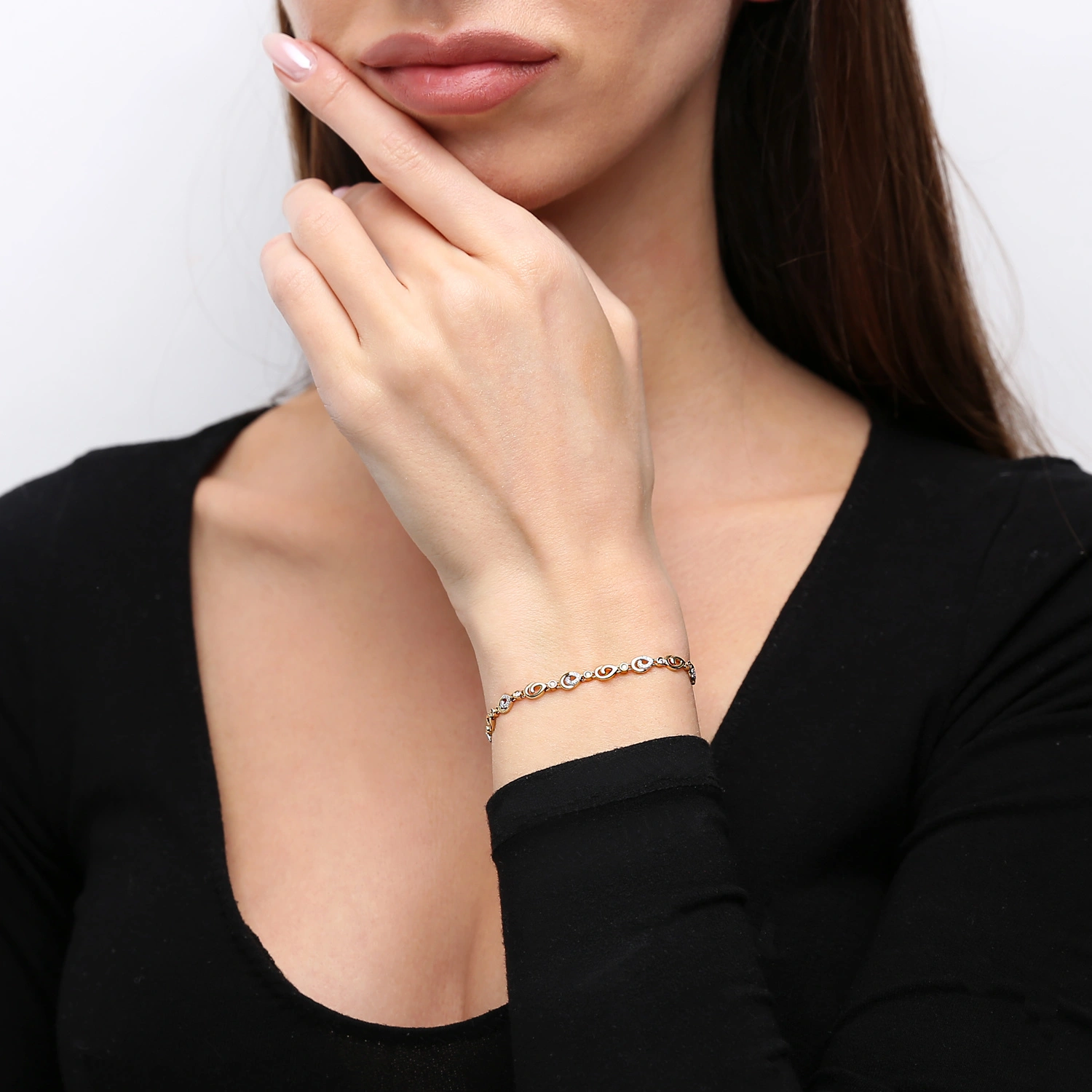 Złota bransoletka 585 z diamentami 0,42 ct