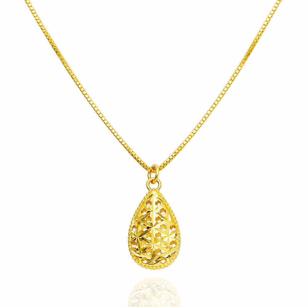 Złoty naszyjnik 585 ażurowy diamentowany kropla łezka łańcuszek kostka 40-45 cm
