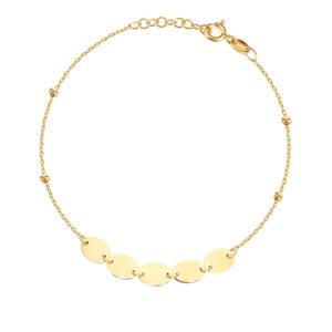 Złota bransoletka 585 kółeczka i kuleczki diamentowane Grawer