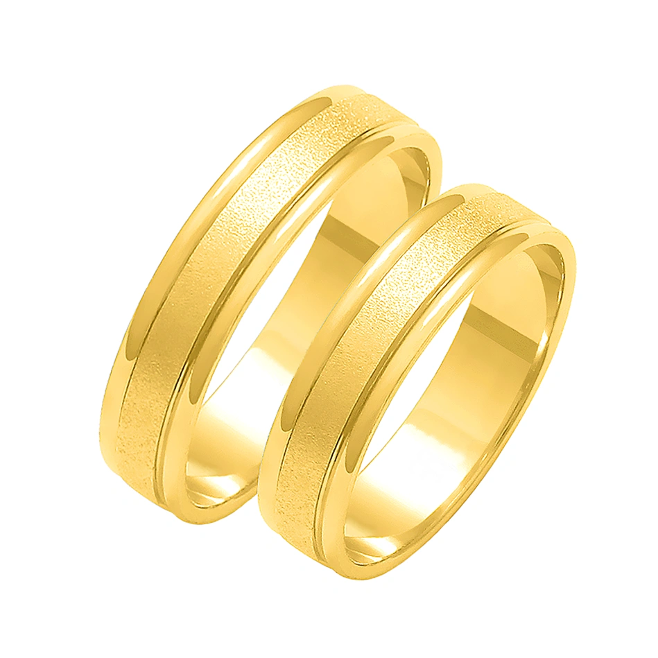 Obrączki ślubne para: złoto 585, satynowane, zaokrąglone brzegi, 5 mm