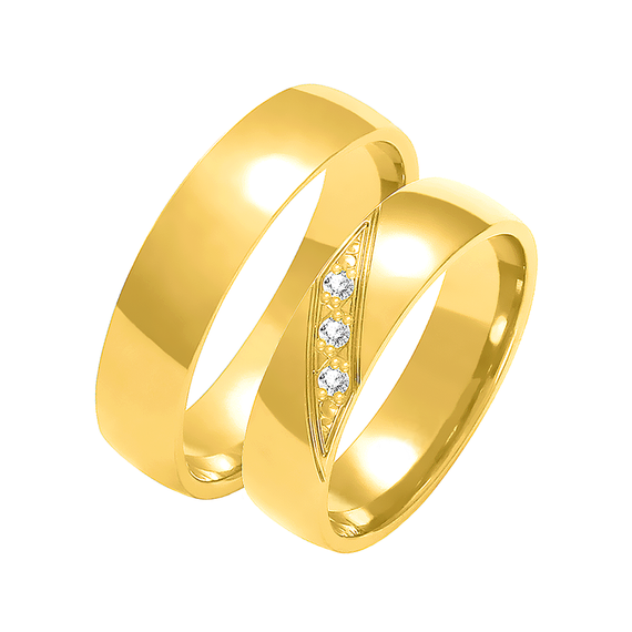 Obrączka ślubna damska: złoto 585, diamenty, półokrągła 5 mm