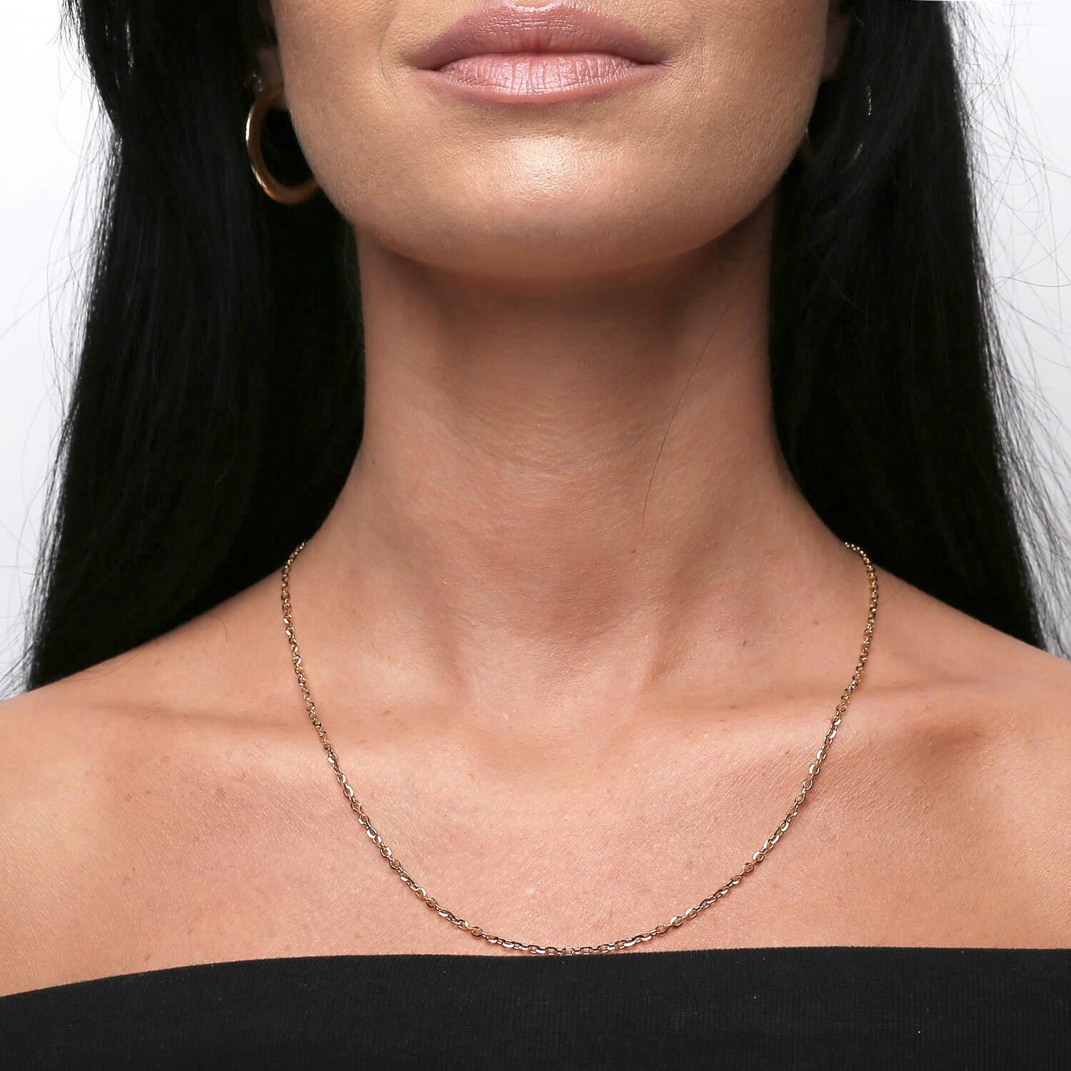 Złoty łańcuszek 585 Ankier diamentowany 2,2 mm długość 55 cm szeroki