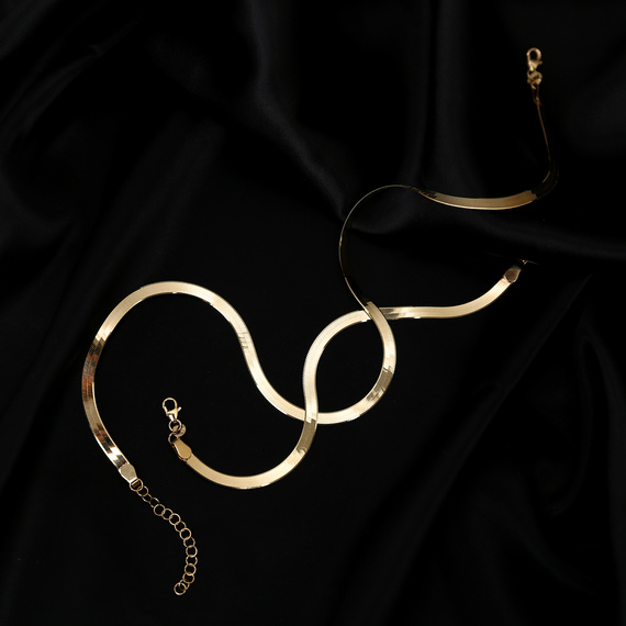 Bransoletka złota taśma 585 szeroka żmijka gładka 4 mm długość 19 - 21 cm