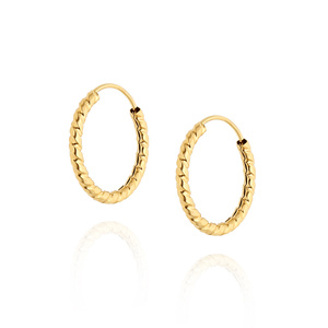 Kolczyki złote koła 585 spirale kręcone diamentowane średnica 1,4 cm