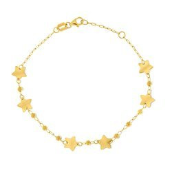 Bransoletka złota 585 gładkie gwiazdki i kuleczki celebrytka