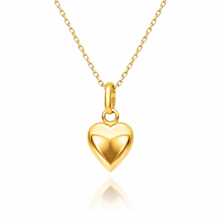 Złota zawieszka 585 małe serce 3D obłe dmuchane 1,8 cm