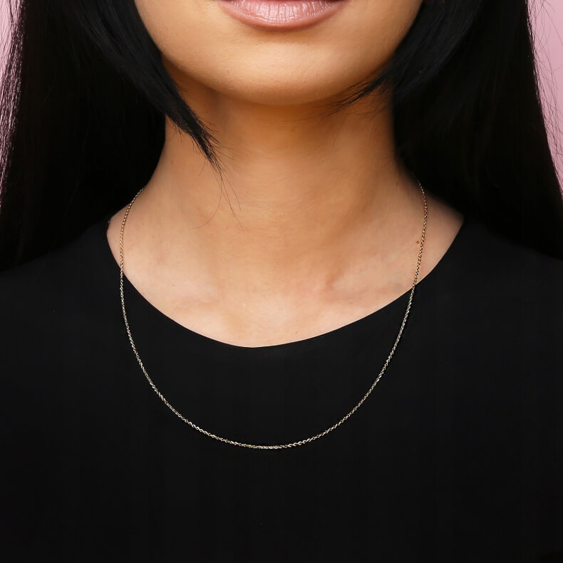 Złoty łańcuszek 585 Ankier diamentowany 1 mm długość 55 cm