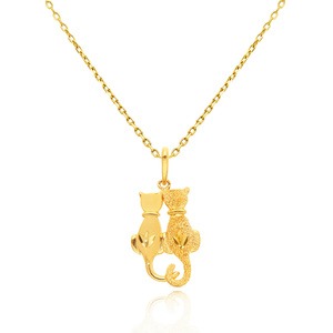 Złota zawieszka koty 585 zakochane kotki para gładki diamentowany