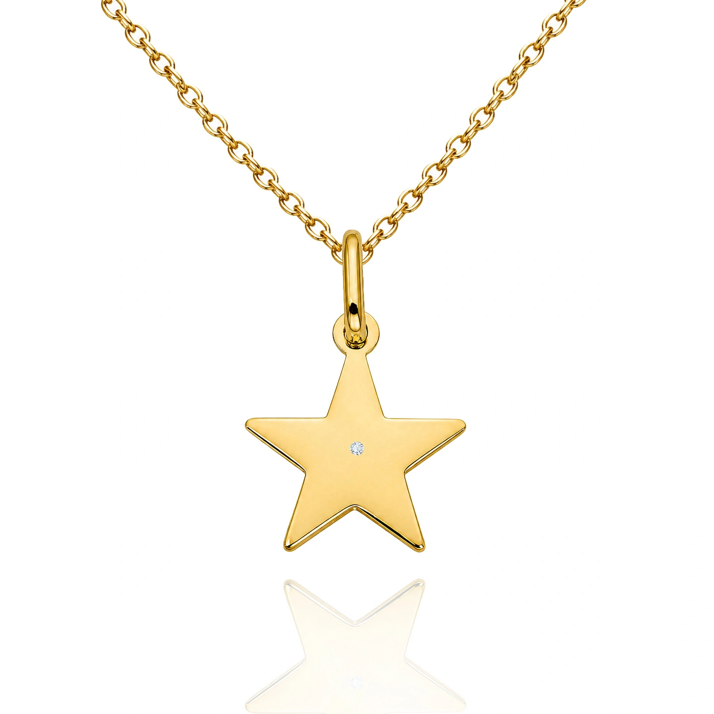 Złota zawieszka gwiazda z brylantem 585 gładka gwiazdka diament 1,5 cm