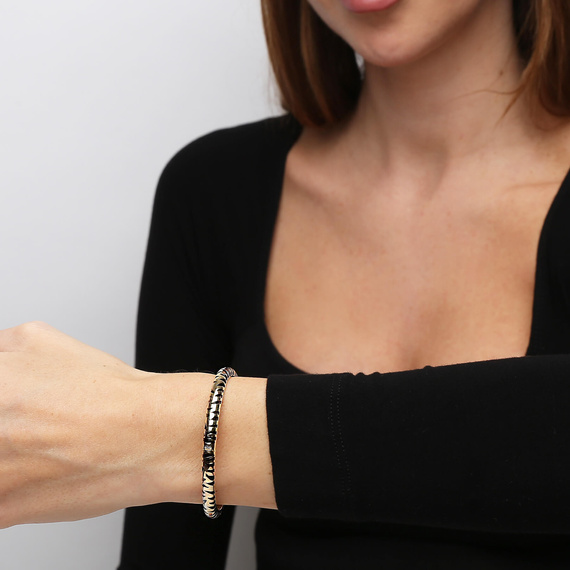 Złota bransoletka 585 sztywna tygrys gepard lampart zielone oczy