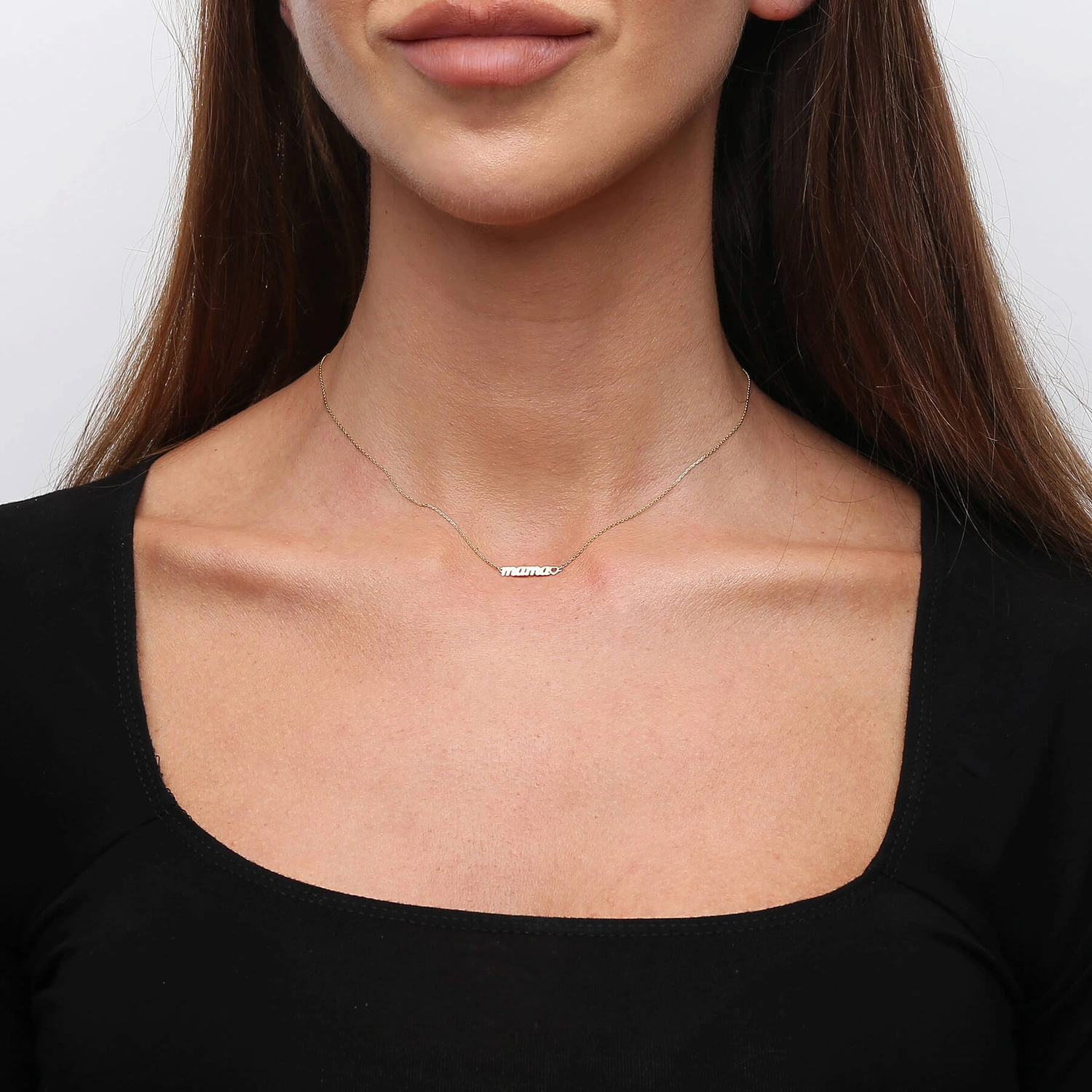 Złoty naszyjnik choker 585 mama z sercem dla mamy 38-40 cm