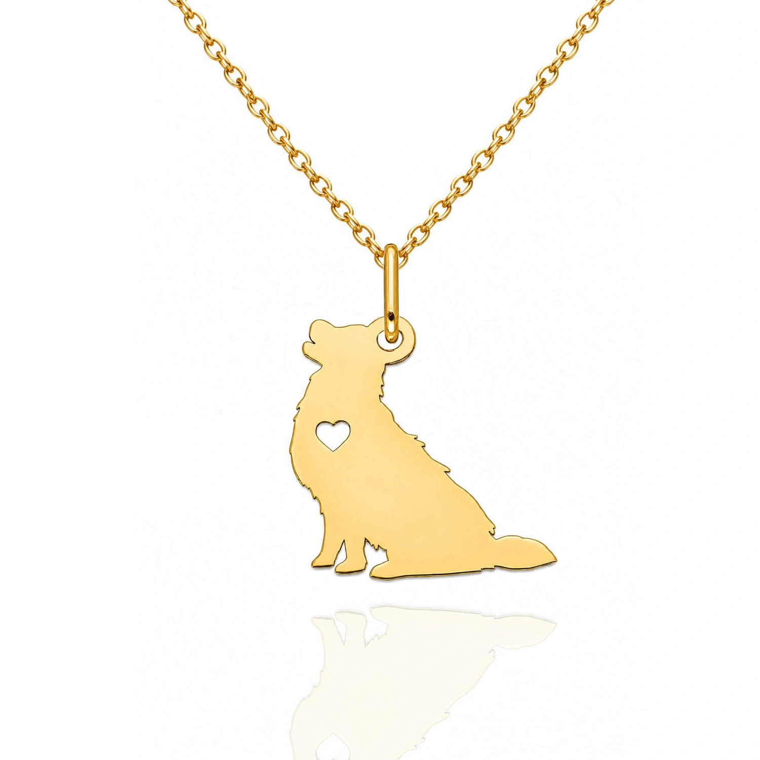 Złota zawieszka golden retriever z sercem 585 piesek serduszko 1,7 cm