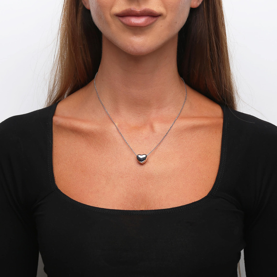 Srebrny naszyjnik 925 serce gładkie 40-45 cm