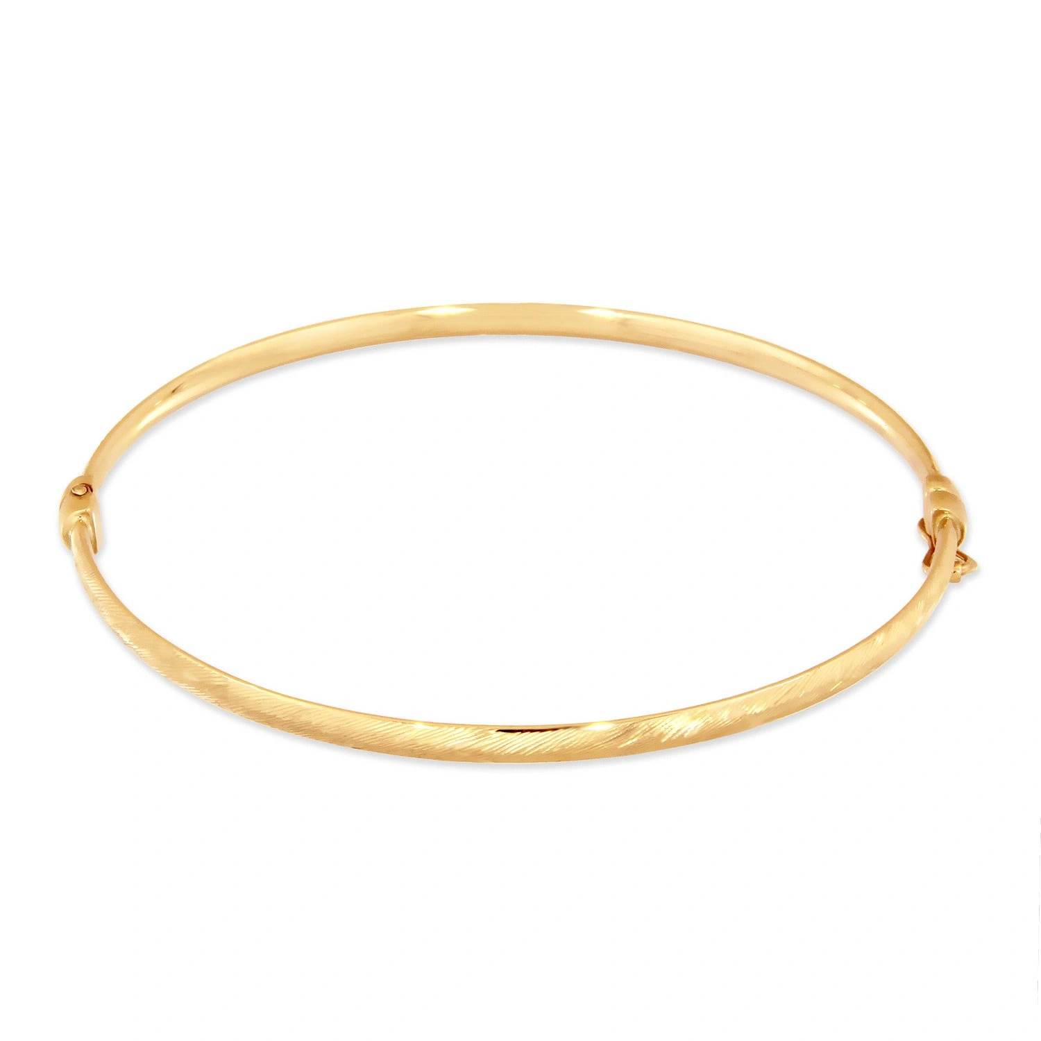 Złota bransoletka sztywna koło 585 diamentowana bangle kółko frezowane na zatrzask