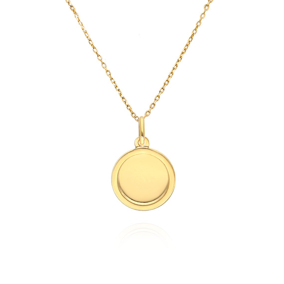 Złoty medalik 585 okrągły Matka Boska Częstochowska grawer