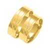 Obrączka ślubna damska: złoto 585, satynowana, ozdobne tłoczenie, diament, 6 mm