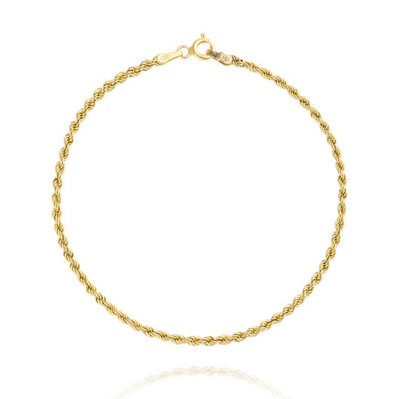 Złota bransoletka damska 585 korda 2,5 mm kordel diamentowana 18 cm