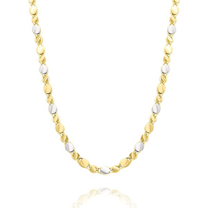 Złoty naszyjnik damski kolia 585 łańcuszek a la kawa białe i żółte złoto 45 cm