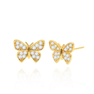 Złote kolczyki motylki 585 motyle z cyrkoniami na sztyft