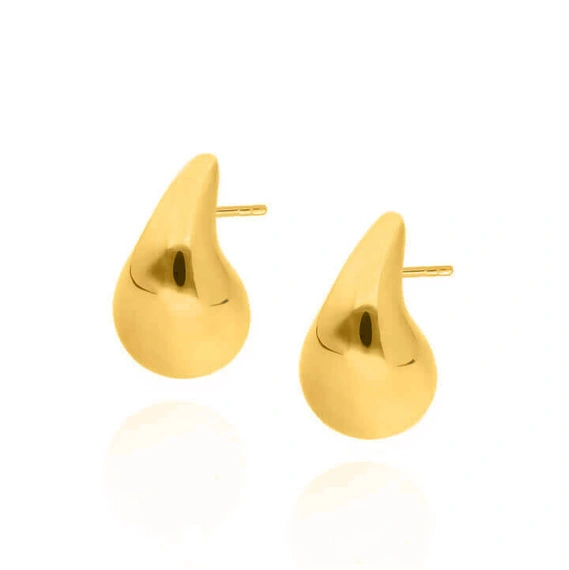 Srebrne pozłacane kolczyki małe krople 925 na sztyft drops 1,8 cm