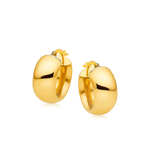 Złote kolczyki grube koła szerokie 585 bombki kółka gładkie na zatrzask 1,5 cm