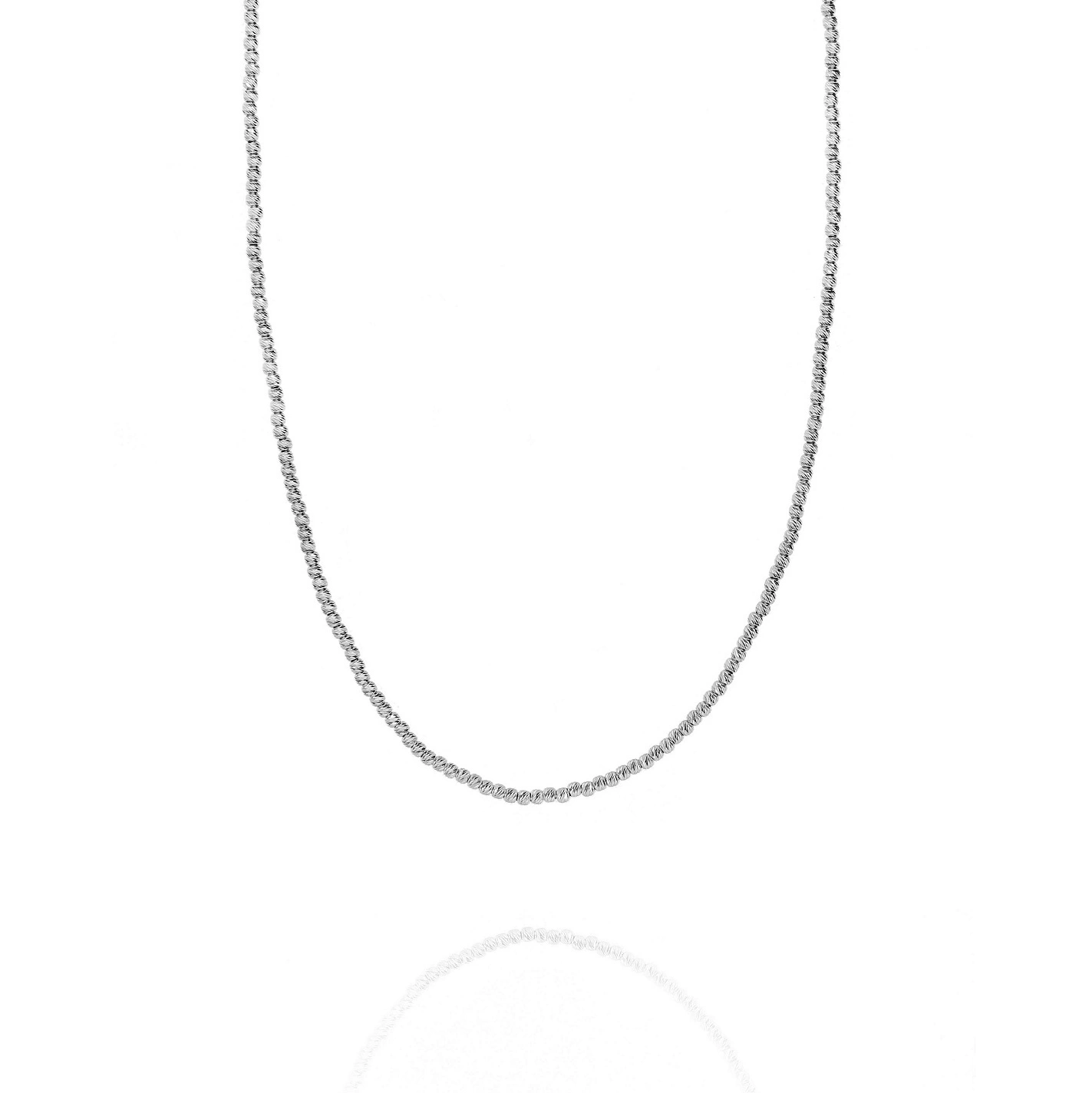 Srebrny naszyjnik rodowany 925 kuleczki fasetowane długość 42-45 cm