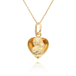 Złoty medalik serce 585 Matka Boska Częstochowska Komunia Chrzest 1,9 cm