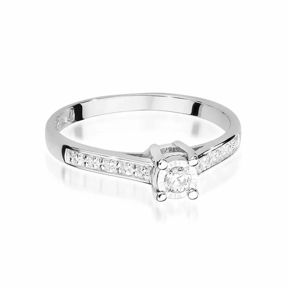 Złoty pierścionek zaręczynowy z diamentami 0,13 ct efekt iluzji białe złoto