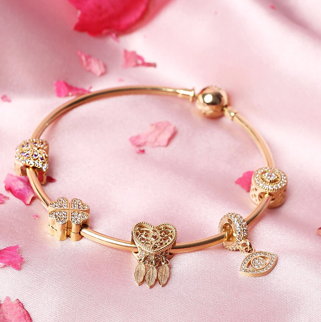 Złota bransoletka 585 na charmsy 2,5 mm modułowa baza sztywna bangle 19 cm