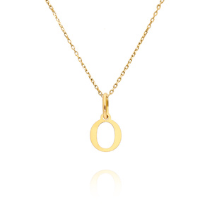 Złota zawieszka wisiorek 585 prosta mała literka O wysokość 1 cm