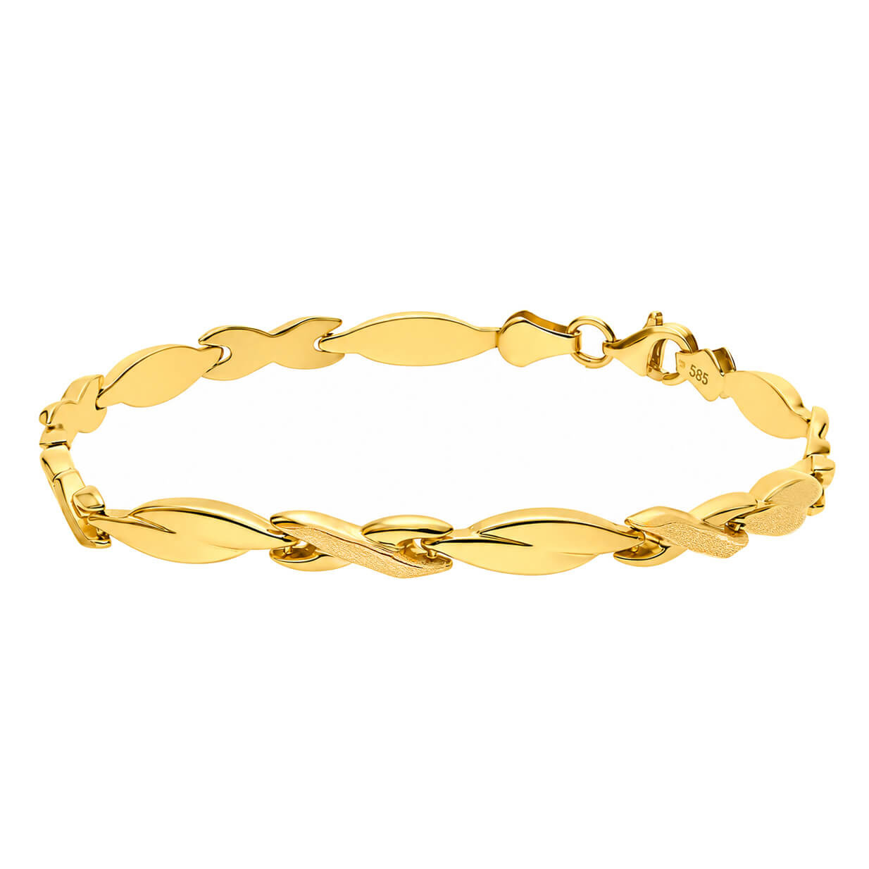 Złota bransoletka 585 klasyczna skręcana połączone ogniwa 19 cm