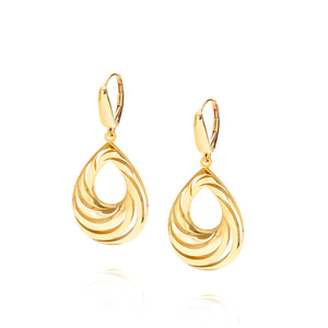 Złote kolczyki 585 duże wiszące łezki angielskie zapięcie