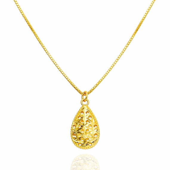 Złoty naszyjnik 585 ażurowy diamentowany kropla łezka łańcuszek kostka 40-45 cm 