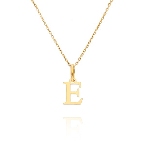 Złota zawieszka wisiorek 585 prosta mała literka E wysokość 1 cm