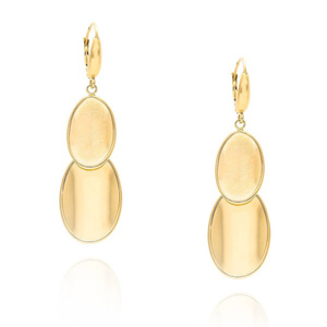 Złote kolczyki wiszące 585 długie owalne satyna angielskie 5,5 cm