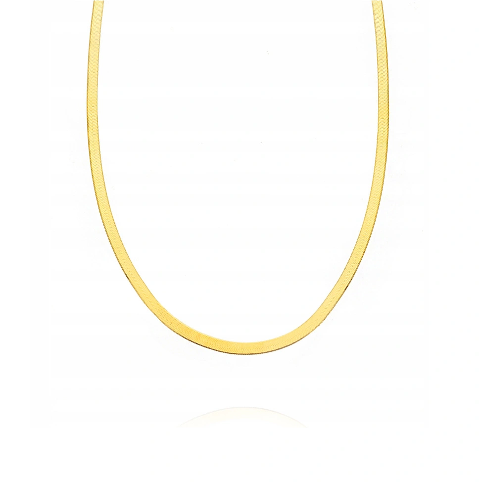 Naszyjnik srebrny pozłacany taśma żmijka 925 gładka 4 mm długość 36-40 cm