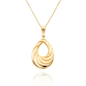 Złota zawieszka 585 duża przestrzenna łezka nacinana