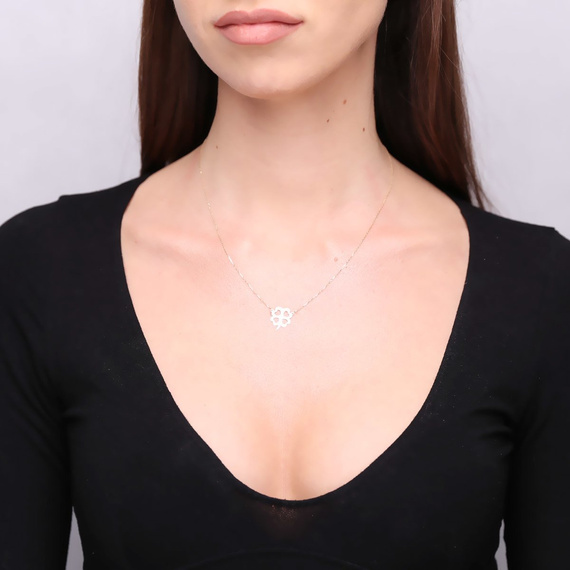 Naszyjnik złoty celebrytka koniczynka 585 Simple 42-45 cm