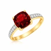 Złoty pierścionek z granatem 585 granat oktagon 2,495 ct diamenty 0,17 ct