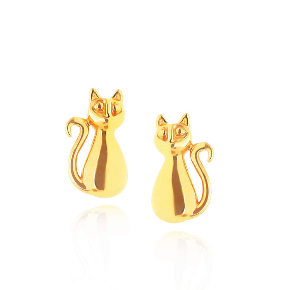 Złote kolczyki kotki 585 koty gładkie na sztyft