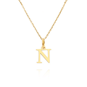 Złota zawieszka wisiorek 585 prosta mała literka N wysokość 1 cm