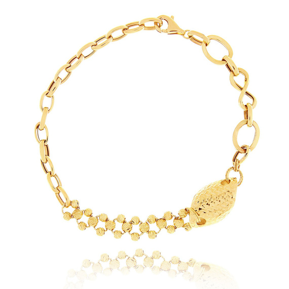 Złota bransoletka damska z kulkami fasetowanymi szeroka ankier 585 Dolce 18 cm