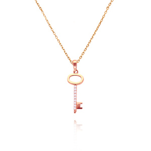 Złota zawieszka 585 klucz z cyrkoniami różowe złoto
